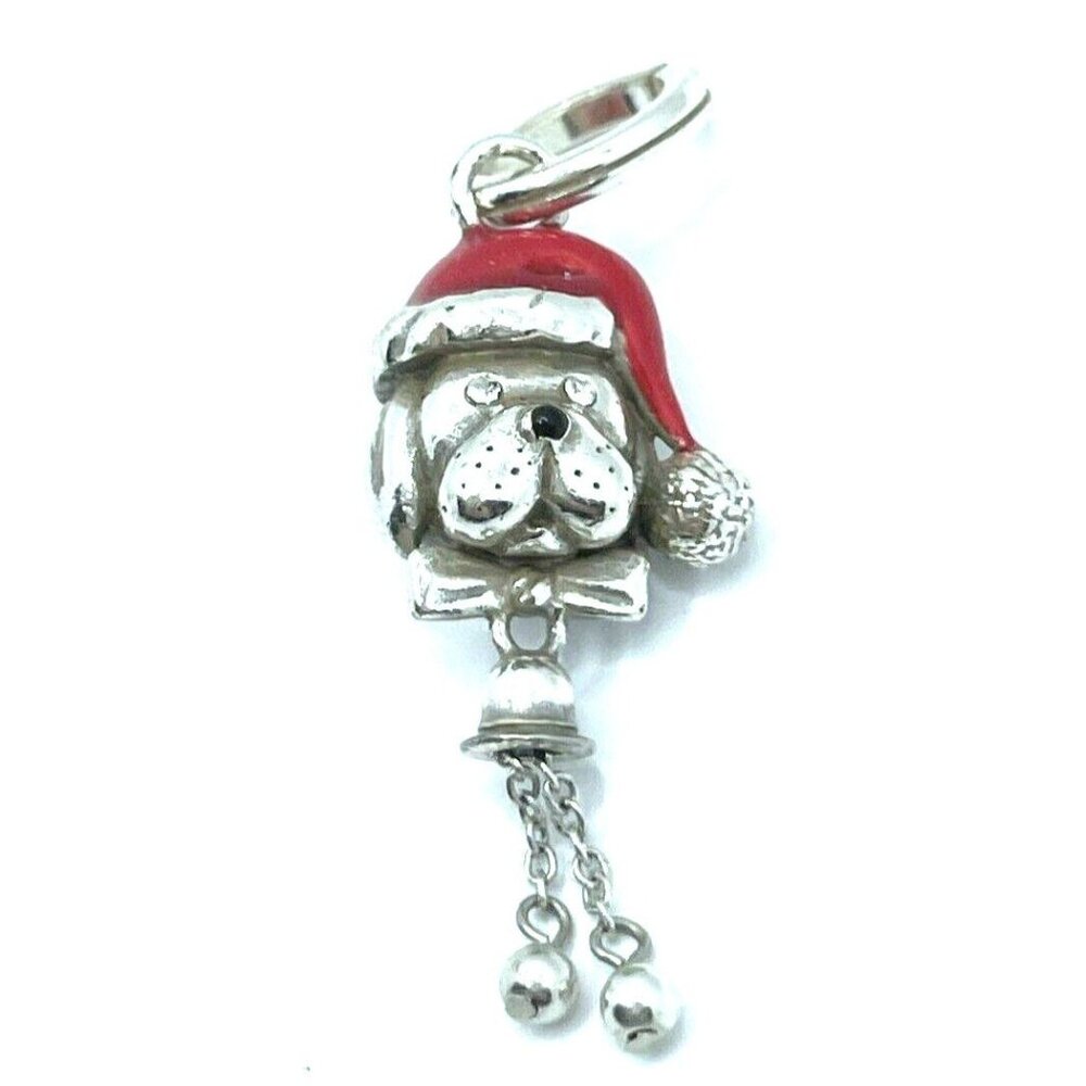 Brighton Holiday Hound Puppy Dog Red Santa Hat Dangle Christmas Charm *Rare*